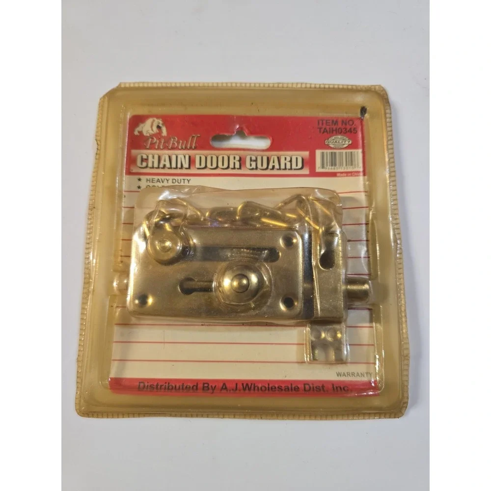 Pit Bull Chain Door Guard TAIH0345 Golden Plated NOS VTG Sealed AJ Wholesale